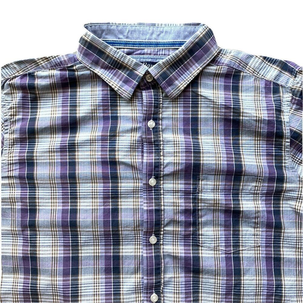 G.H. BASS & COMPANY Purple Plaid Long Sleeve Button Down Casual Shirt Fall XL